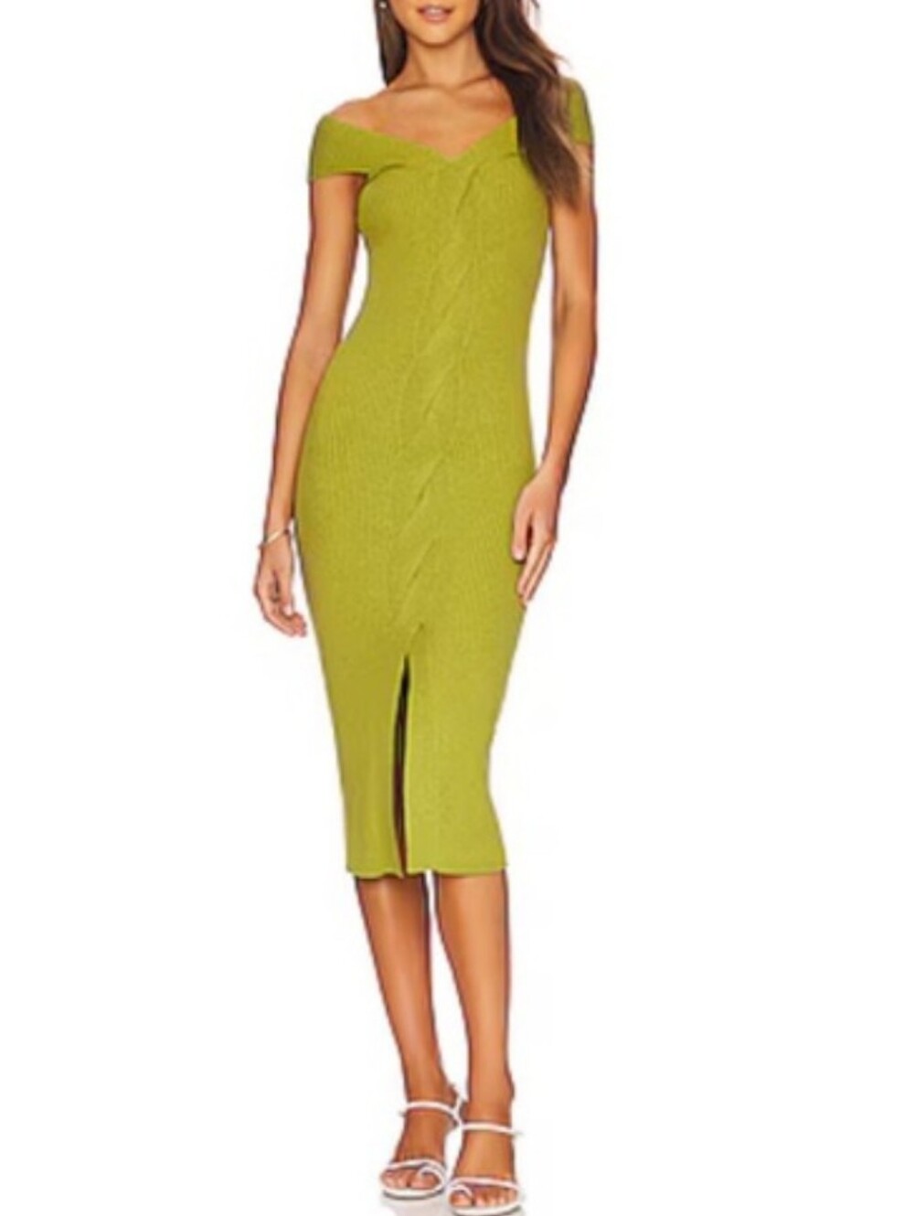 Revolve One Grey Day Isla Knit Midi Dress In Green